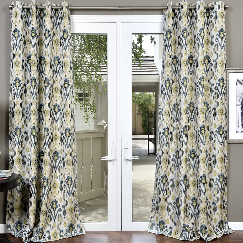 Euh Room Darkening Curtain Single Panel, Teal/Lime