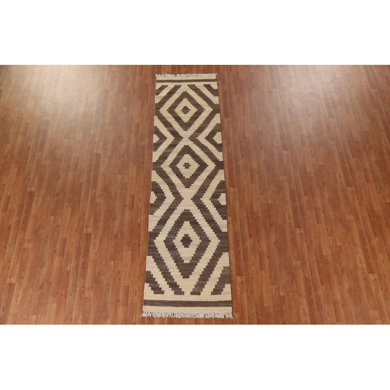 Tapis de couloir oriental réversible en laine Kilim 3 x 10