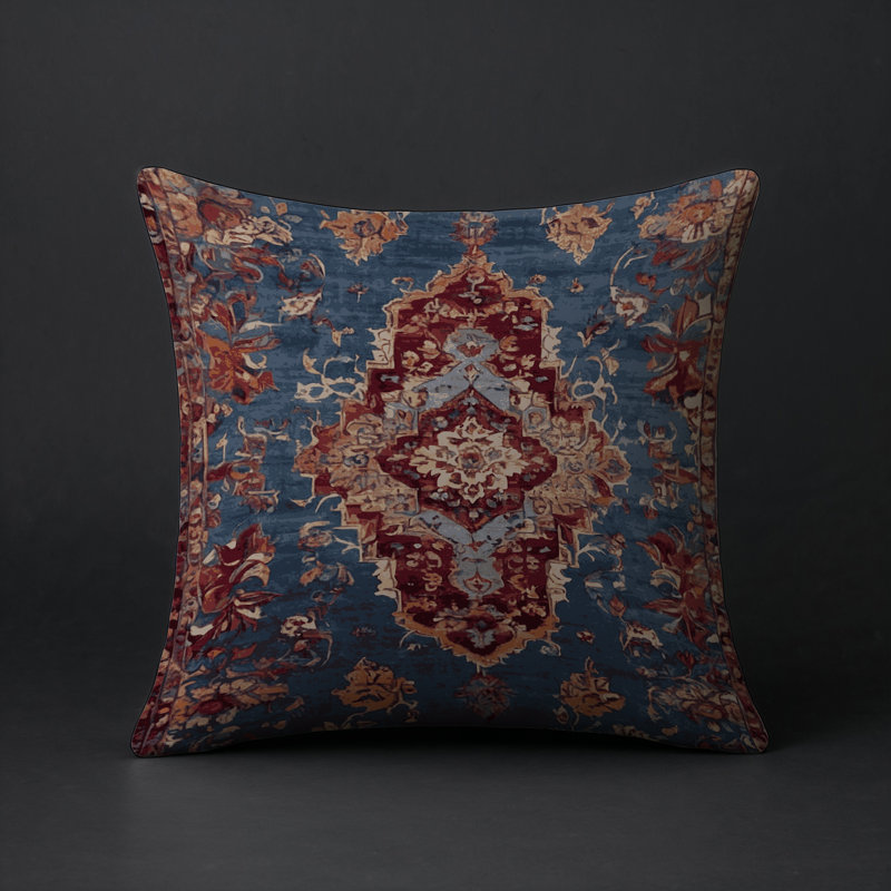 Coussin décoratif intérieur et extérieur Modern, Dusty rose / beige / ivoire damassé 2, Carré 16 po