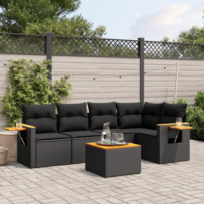  Ensemble de canapé de jardin noir