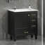 Meuble-lavabo noir 30 po avec porte à fermeture en douceur et tiroirs-472335398