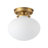1-light Oval Glass Semi Flush Mount