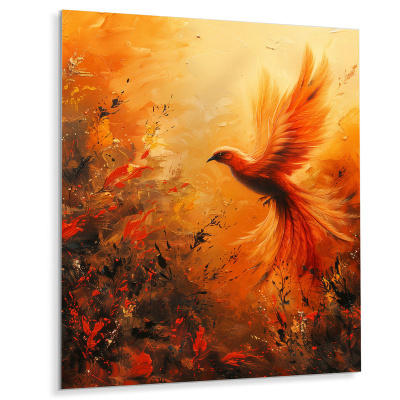 Créature Mythique Créature Mythique - Phoenix, Sans cadre, métal, 32" H x 16" W