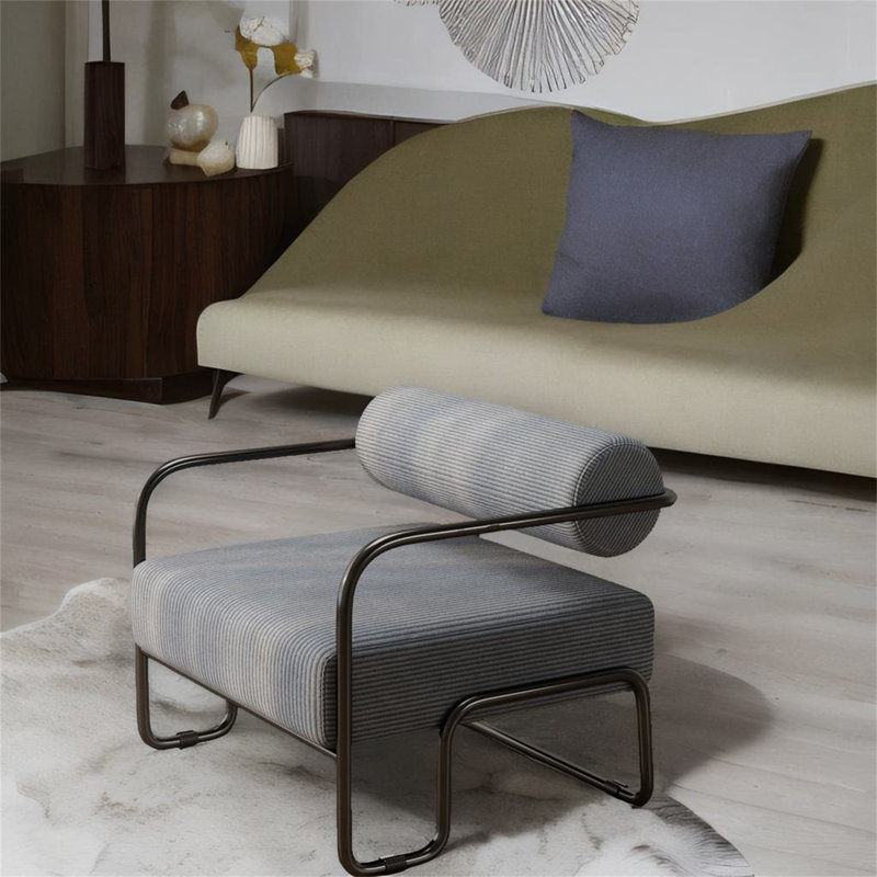 Fauteuil Lunford, Velours côtelé gris