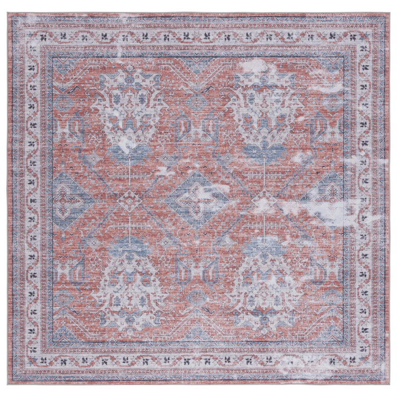 Ziebarth 188 M/W S/R Area Rug In Rust / Beige, Square 6'