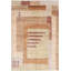 Tapis à motif géométrique abstrait en laine noué à la main beige, brun et rouge de 3,8 x 6 pi