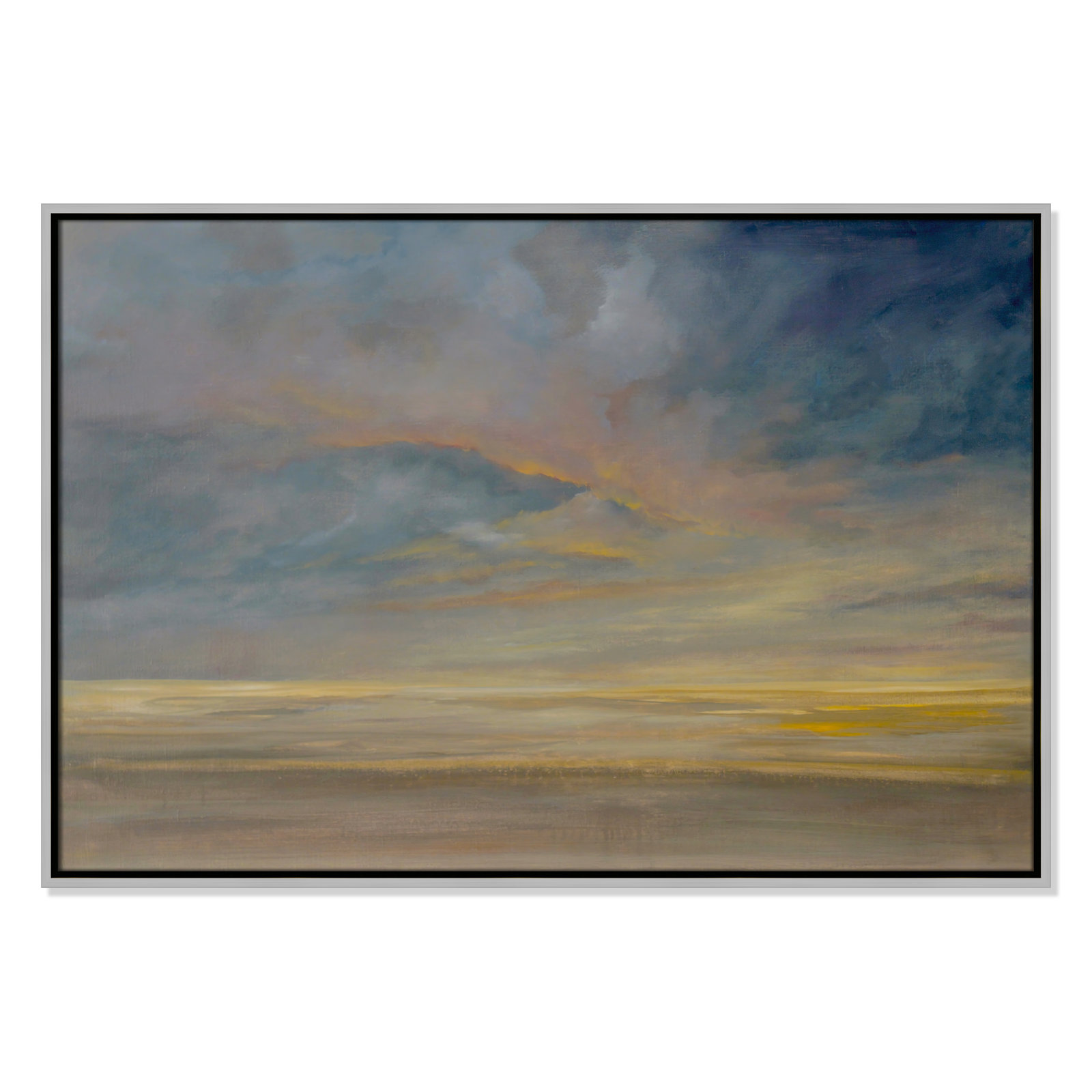 Saffi "Dawning Unrest" Painting, 25.5" H x 37.5" W, Silver