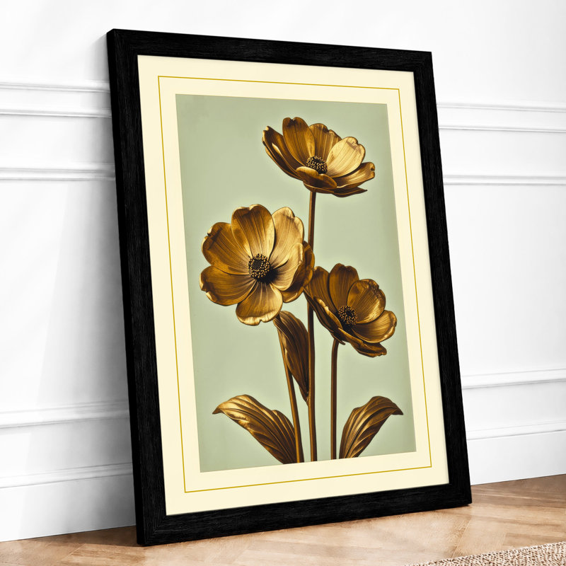 Golden Study Botanical - Framed Print, A1 - 84.1 x 59.4 cm, Black