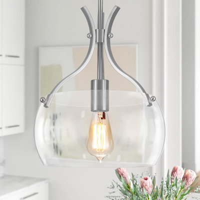 Modern Farmhouse Glass Chandelier With Finish, Pendant Fixture For Dining Room, Kitchen Island, And Hallway