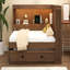 Lit de jour en bois pleine grandeur avec tablettes de rangement, USB, DEL et lit gigogne, couleur bois antique-292634016