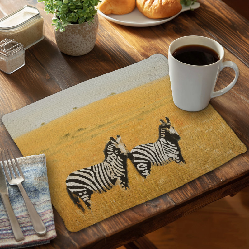Ensemble de 4 napperons en polyester tressé Herd of Zebra - Décoration intérieure