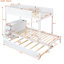 Lit simple superposé simple avec lit gigogne simple, rangement et bureau, blanc