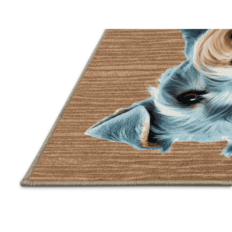 Washable Kerry Blue Terrier Dogs Area Rug, Rectangle 5' x 7'