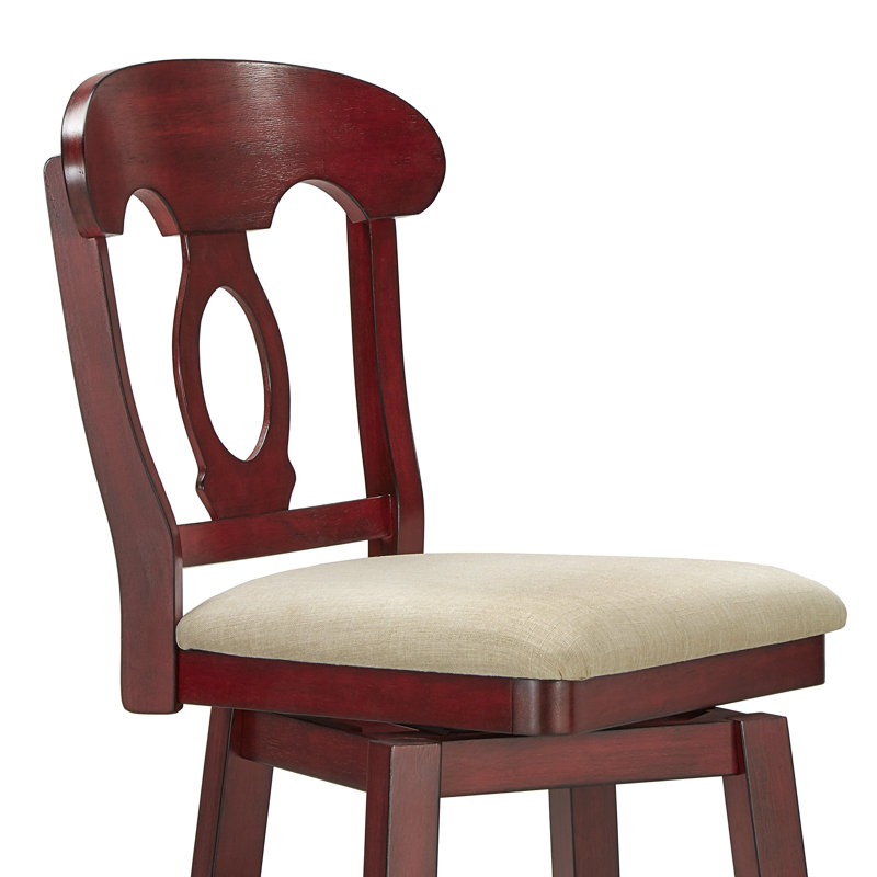 Tabouret de comptoir pivotant rembourré Marcotte, Baie antique, Tabouret de bar (siège d'une hauteur de 30,59 po)