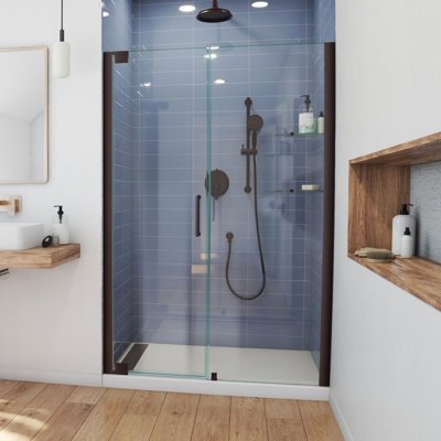 DreamLine Elegance 54 1/2 - 56 1/2 po x H 72 po porte de douche pivotante sans cadre en nickel brossé