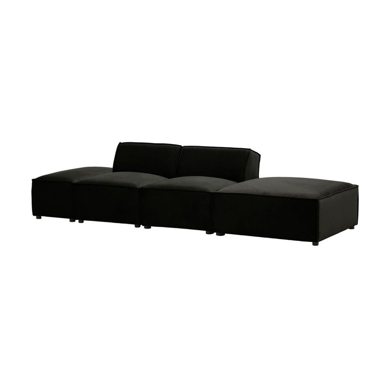 Rolandus 4 Seater Velvet Sofa, Black