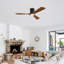 Ventilateur de plafond en bois massif de 52 pouces avec ensemble d'éclairage à DEL à intensité variable à intensité variable, 6 vitesses, ventilateur de plafond à télécommande pour patio, salon, chambre à coucher, bureau, intérieur (noir mat + bois)-129418082-129418083