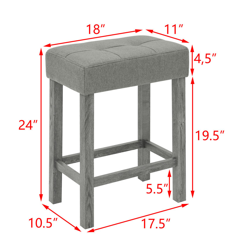Bar Sofa Table With Power Outlet, 4 Piece Bar Table And Chair Set With Upholstered Stools, Gray, Gray/Gray