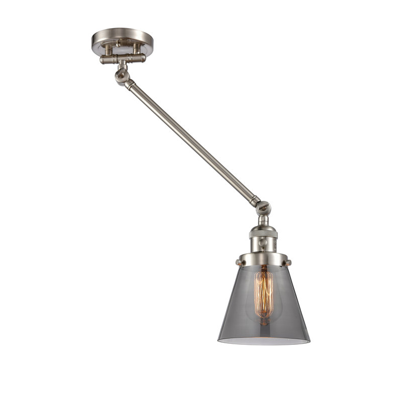 Pelkey Swing Arm Sconce, Smoked, 3.5 Watt Vintage LED Bulb, Brushed Satin Nickel