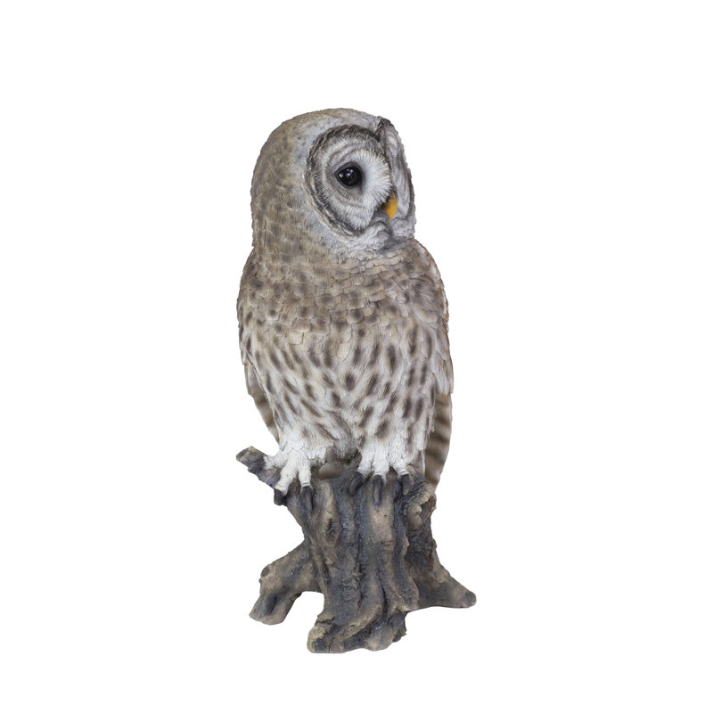 Barred Owl on branch | Handcrafted Decorative Bird Statue for Home & Garden | Premium Polyresin, Weather-Resistant Indoor/Outdoor Decor