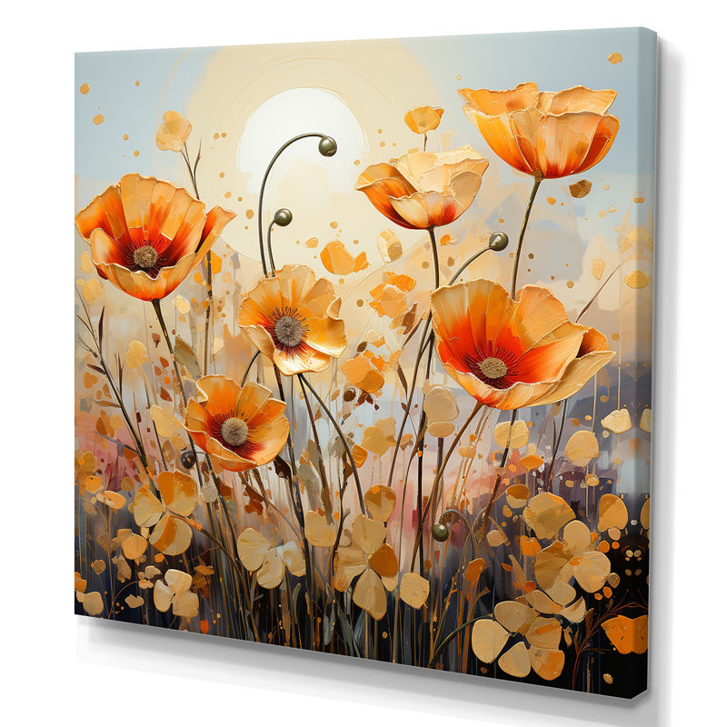Yellow Poppy Meadows 3 - coquelicots, art mural, Toile tendue, H 36 po x l 36 po