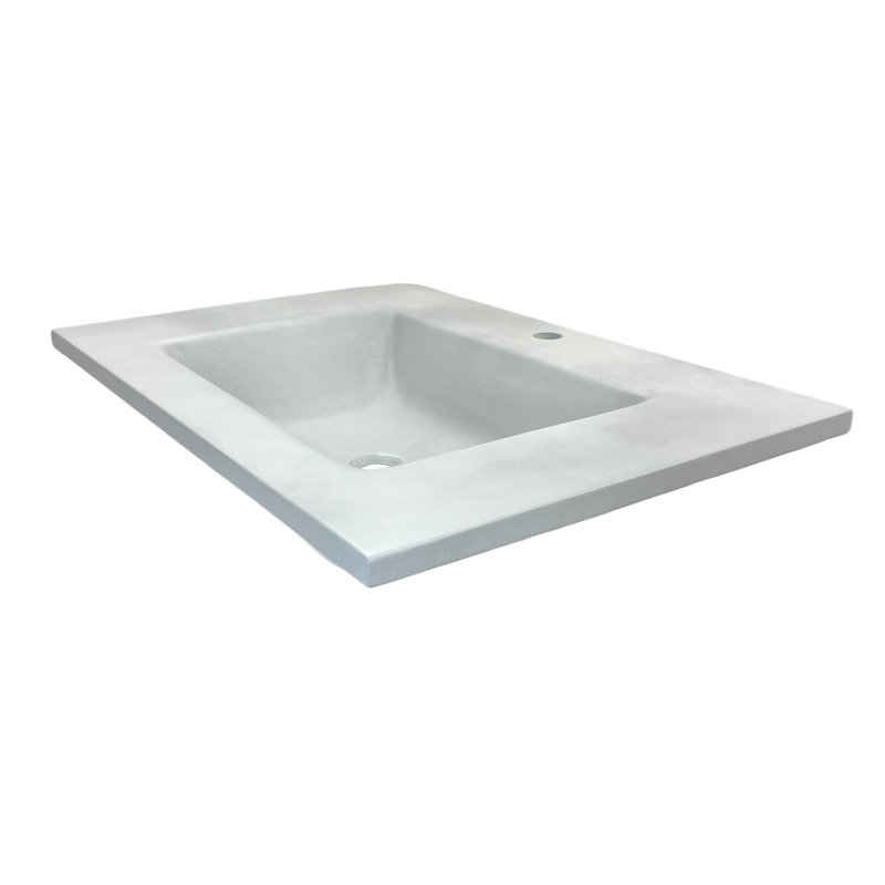 31'' Light Gray Concrete Single Bathroom Vanity Top with Rectangular Sink