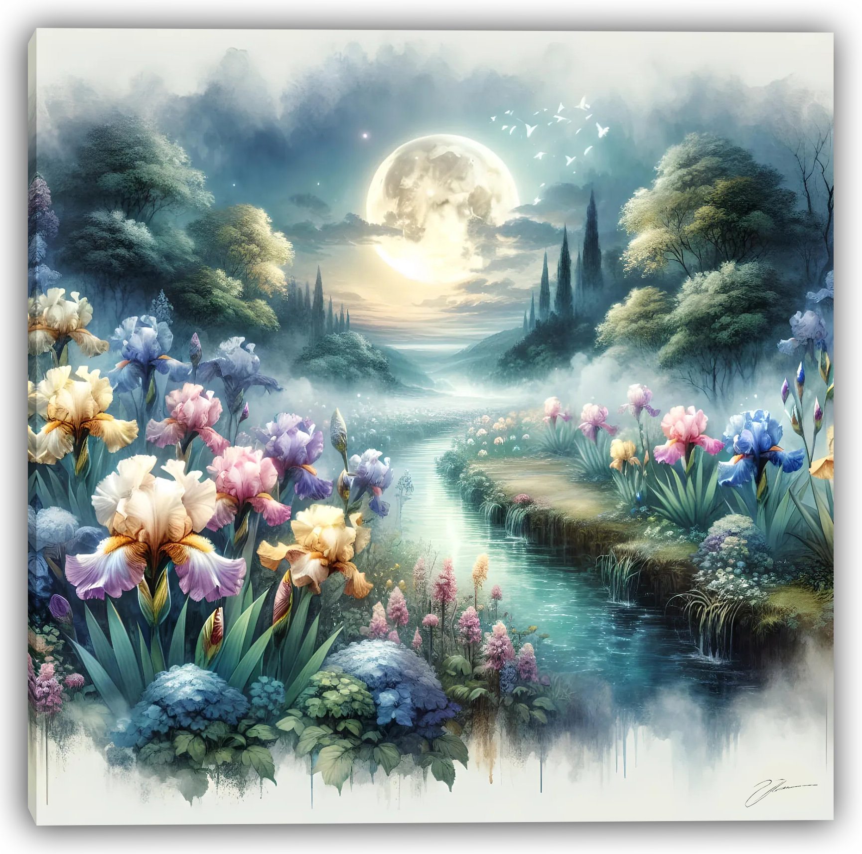 Whimsical Moonlight Garden by Maple Leaf Artworks