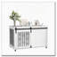 Cage pour chien moderne en bois avec porte de grange coulissante et roulettes