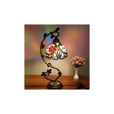 Belle lampe de chevet en mosaïque en verre coloré Tiffany