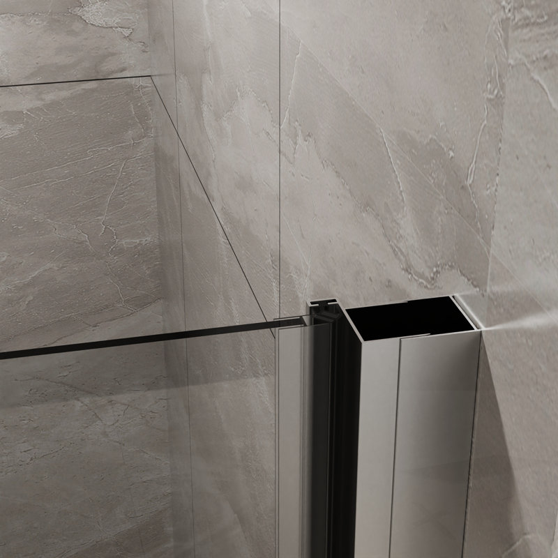 Porte de douche pivotante, verre trempé épais de 1/4 pouce, conception semi-sans cadre pour les salles de bain modernes