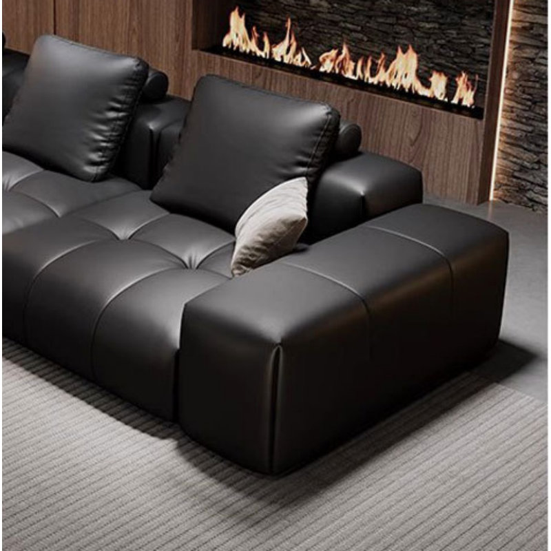 Canapé simple carré noir, H 26,77 po x l 133,86 po x P 41,34 po, 4