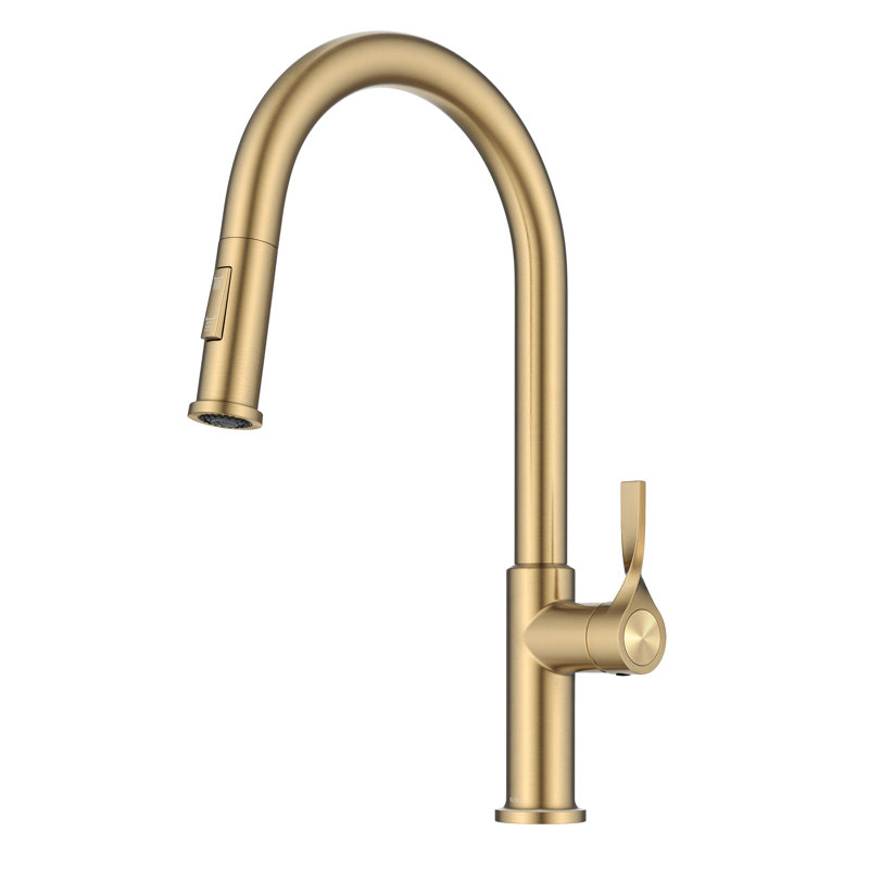 Kraus Torak 2-Function Single Handle Pull Down Kitchen Faucet, Brushed Brass