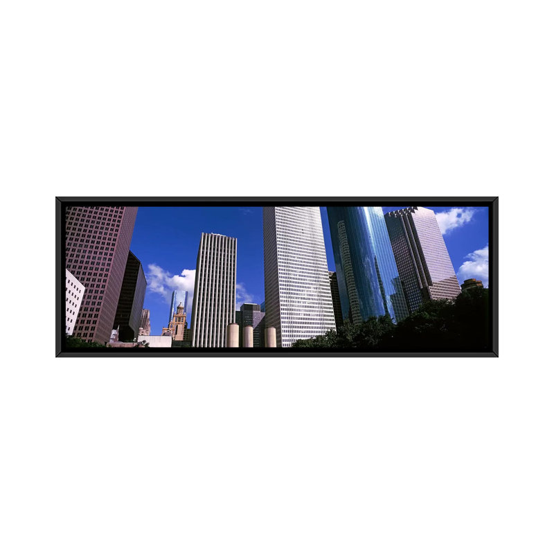 Vue panoramique panoramique de la tour, lignes aériennes Continental, bâtiment ExxonMobile et le bâtiment à chevrons, Houston, Texas - reproduction de photo sur toile tendue