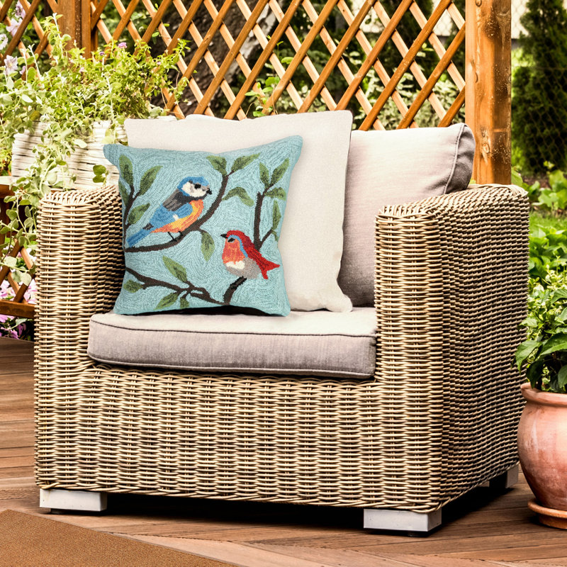 Blue Embroidered Square Indoor/Outdoor Throw Pillow Set