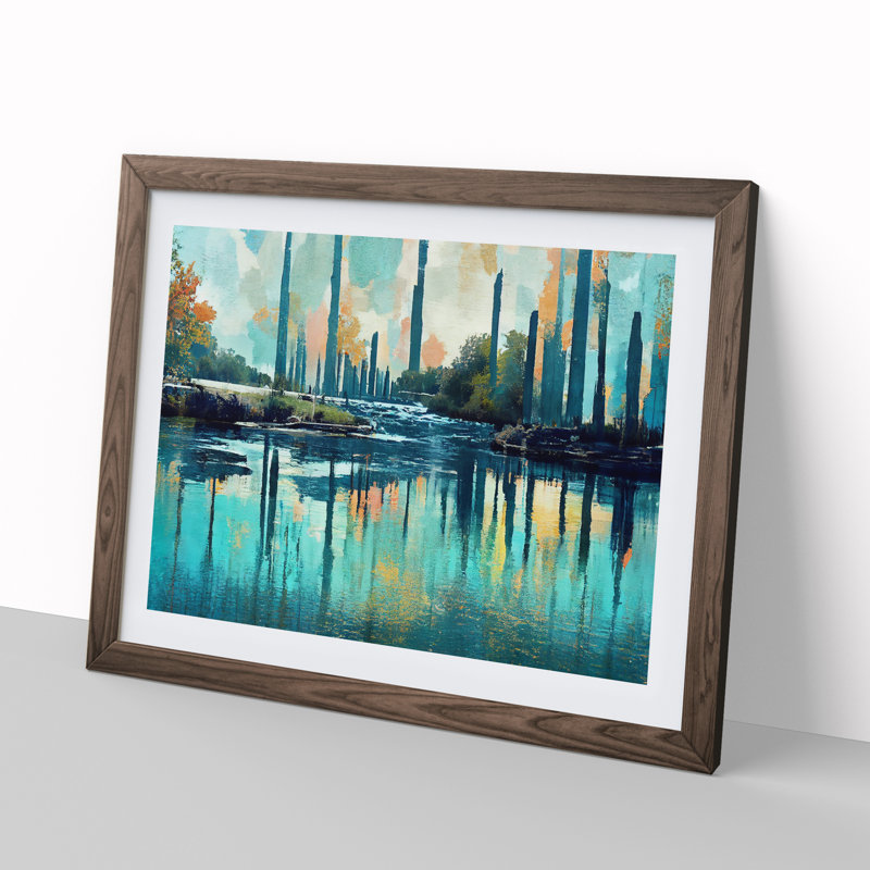 Abstract River Art Vol.2 - Framed Print, 34cm H x 46cm W x 2cm D, Walnut