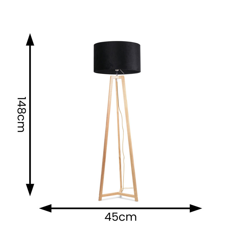 Rhavyn 148cm Traditional Floor Lamp, Black, Natural