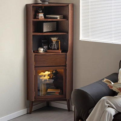 Nut-Brown Solid Wood Corner cabinet