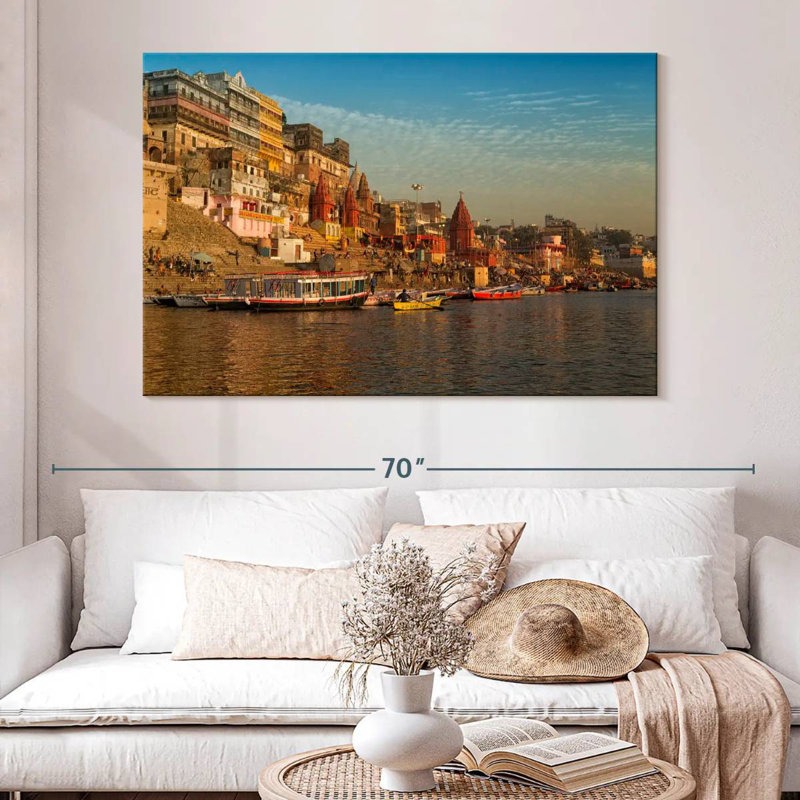 Kavia River Ganges à Varanasi, H 34 po x l 51 po