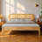 Caneva Queen Size Scandinavian Solid Wood Platform Bed Frame, CAB-41-Q, with Rattan Headboard, Honey Oak, No Box Spring Needed-1772627235-1772627233