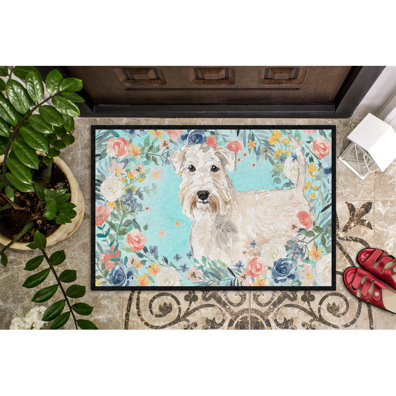 Wimer Non-Slip Floral Outdoor Doormat, Wheaten Terrier