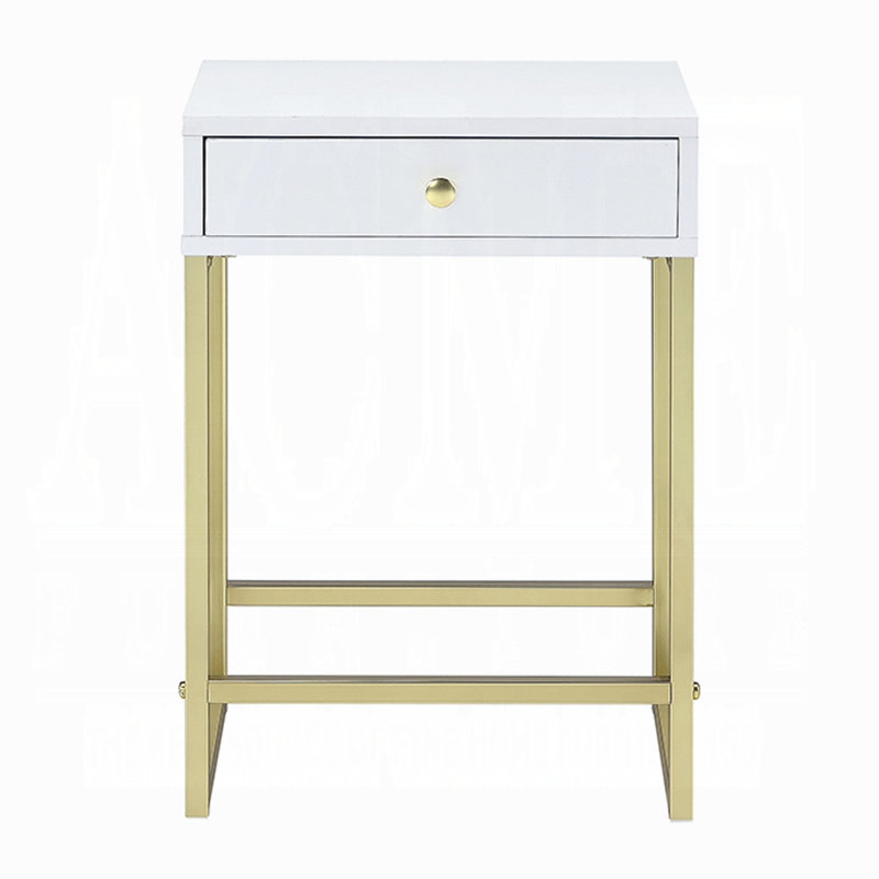 Brickner Top 1 End Table with Storage, Pink/Gold