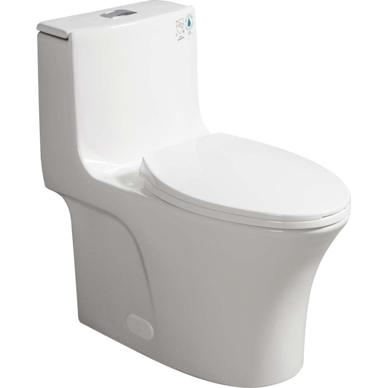 Toilette allongée une pièce 1,6 GPF Tusuton (siège inclus), Blanc lustré