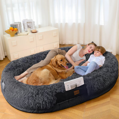 Canapé-lit ovale en mousse viscoélastique 71 po avec support orthopédique de taille humaine avec housse amovible et pochettes de rangement