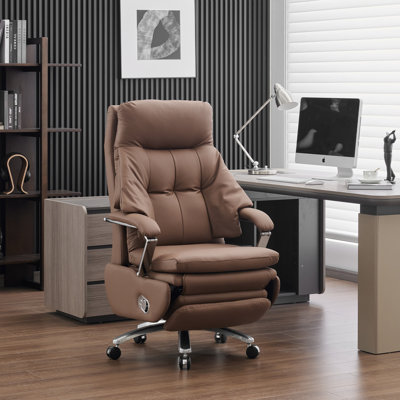 Manual Reclining Executive Ergonomic Office Chair, Big And Tall High Back Home Desk Chair With Footrest And Wheels