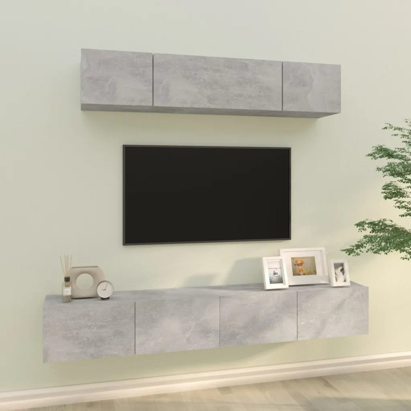 Kamil Unfinished TV Stand for TVs up to 70", 30cm H x 80/100cm L x 30cm W, Concrete Grey