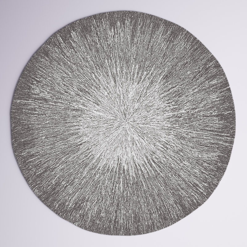 Doud Abstract Handmade Tufted Wool Charcoal/Gray Area Rug, Round 5'