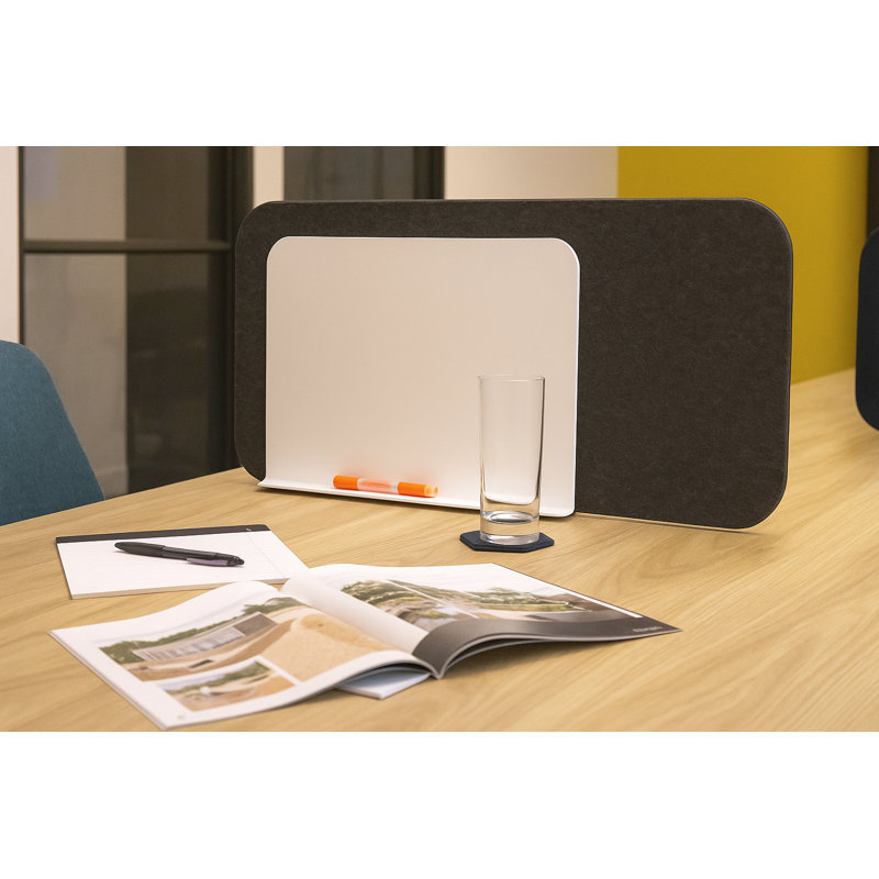 Sideshield - Panneau d'intimité de bureau l 30 "avec support - Fixation à droite - PET acoustique, Noir