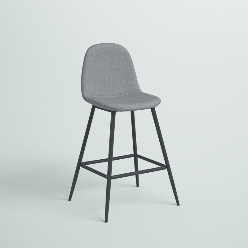 Heilig Upholstered Counter Stool with Metal Frame, Black/Dark Grey