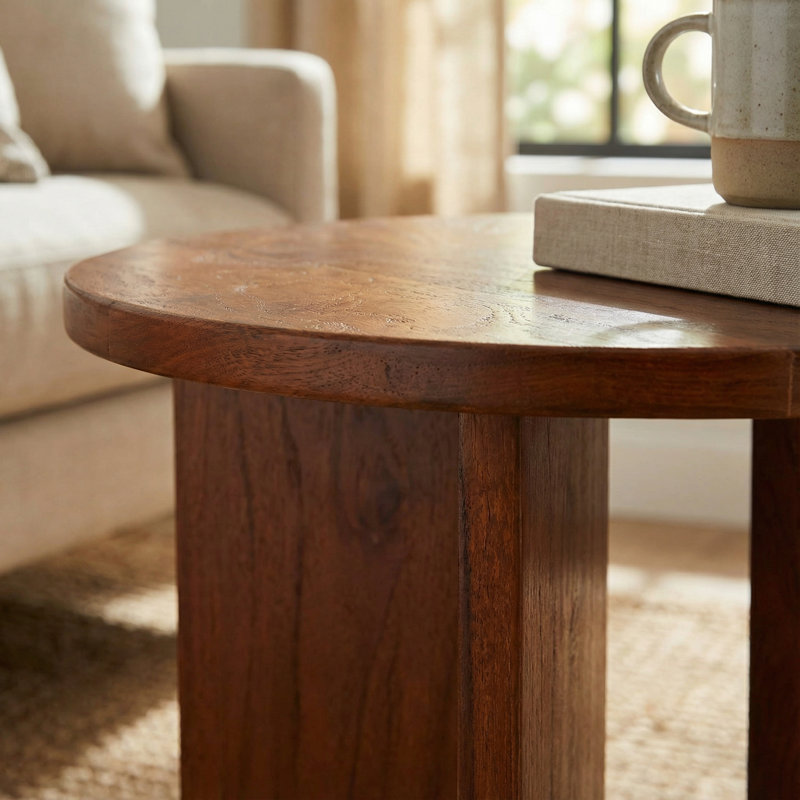 Table d'appoint ronde Mares en bois de teck massif 18 x 18 x 18