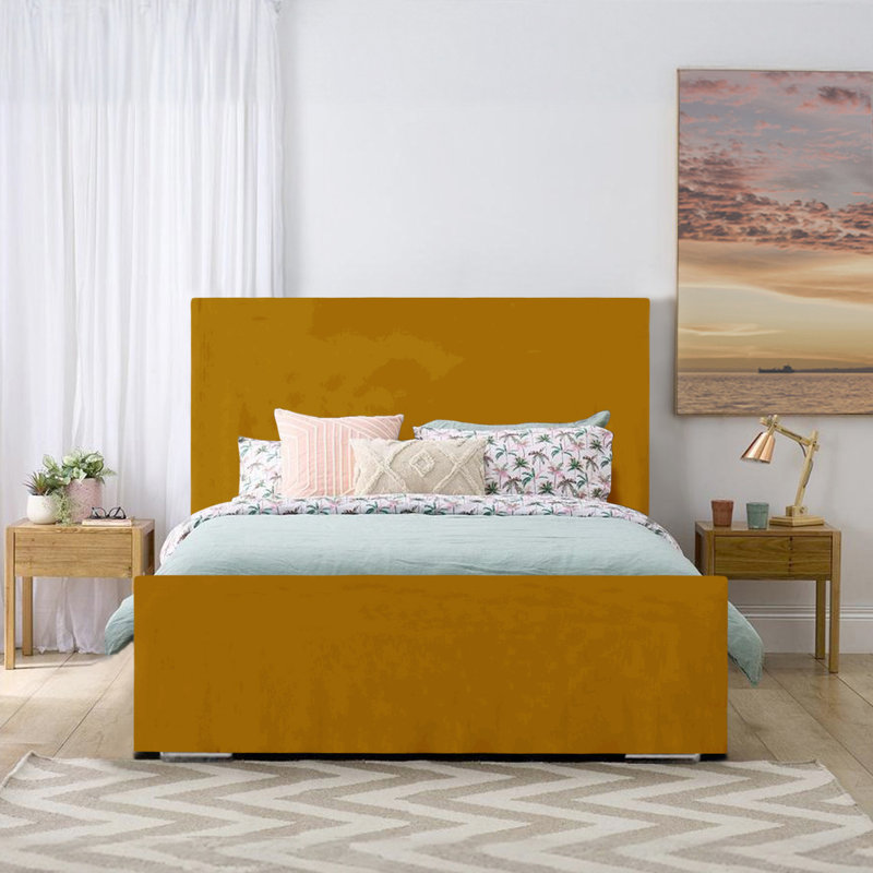 Prisila Upholstered Bed, Double (4'6), Turmeric